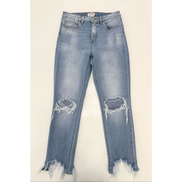 L'Agence High Line Skinny High Rise Classic Blue Denim Stretch Distressed 28 - Picture 1 of 4